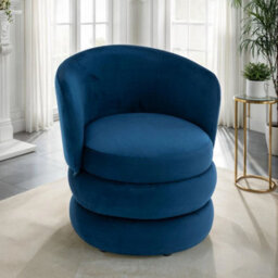 Accent Swivel Chair In Blue Fabric