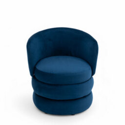 Accent Swivel Chair In Blue Fabric - thumbnail 3
