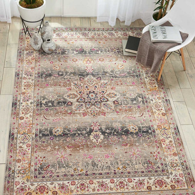 Grey Floral Persian Traditional Luxurious Rug For Living Room Bedroom And Dining Room-71 X 230Cm (Runner) - image 1
