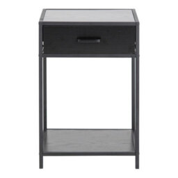 Wyld Haus El Paso Black Bedside Table 1 Drawer With Bottom Shelf, Ash Black Laminate - thumbnail 4