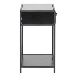 Wyld Haus El Paso Black Bedside Table 1 Drawer With Bottom Shelf, Ash Black Laminate - thumbnail 5