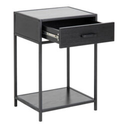 Wyld Haus El Paso Black Bedside Table 1 Drawer With Bottom Shelf, Ash Black Laminate - thumbnail 6