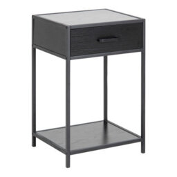 Wyld Haus El Paso Black Bedside Table 1 Drawer With Bottom Shelf, Ash Black Laminate - thumbnail 3