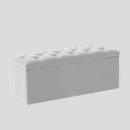 180Cm Luna Chesterfield Ottoman Storage Box - White Plush Velvet Upholstered Blanket Box - thumbnail 3