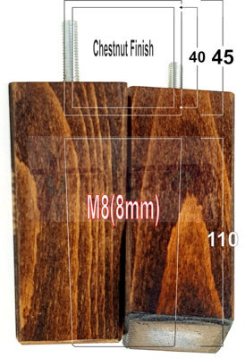 L&F 4X Replacement Furniture Legs Solid Wood 110mm High Sofas Chairs Settee Cabinets Legs M8 Tsp2055 - image 1