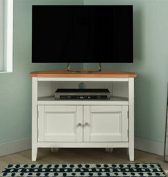 Hallowood Furniture Clifton Oak Painted Small  Corner Tv Unit - thumbnail 1