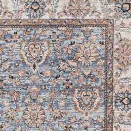 Blue Traditional Bordered Floral 10mm Thick Stain-Resistant Rug For Bedroom, Living Room, & Dining Room-120Cm X 170Cm - thumbnail 3