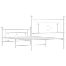 Berkfield Metal Bed Frame Without Mattress With Footboard White 107X203Cm - thumbnail 7