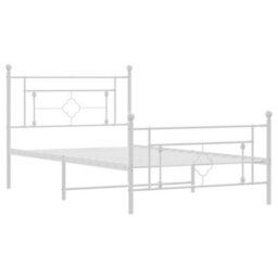 Berkfield Metal Bed Frame Without Mattress With Footboard White 107X203Cm - thumbnail 4