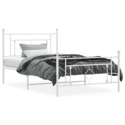 Berkfield Metal Bed Frame Without Mattress With Footboard White 107X203Cm - thumbnail 3