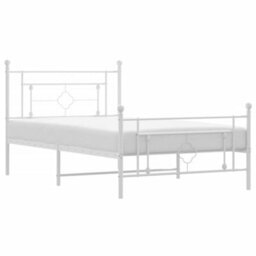 Berkfield Metal Bed Frame Without Mattress With Footboard White 107X203Cm - thumbnail 2