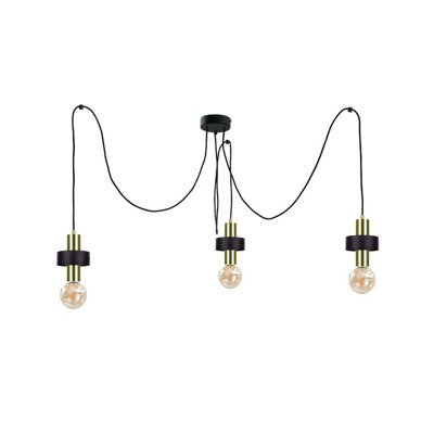 Luminosa Lighting Luminosa Unica Cluster Pendant Ceiling Light Black, Gold, 3X E27