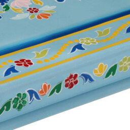 Berkfield Coffee Table Turquoise Hand Painted Solid Wood Mango - thumbnail 5