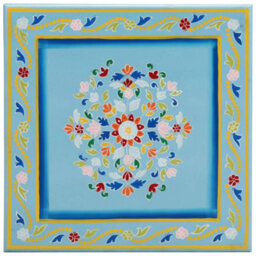 Berkfield Coffee Table Turquoise Hand Painted Solid Wood Mango - thumbnail 3