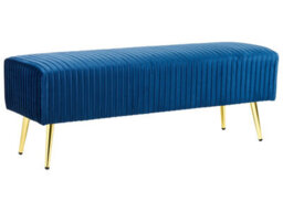Beliani Blue Velvet Bench With Gold Metal Legs, 118 X 40 X 42 Cm - thumbnail 3