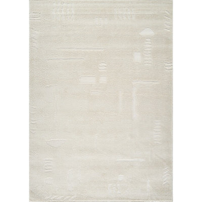 Livabliss Freud-Modern Ivory Off-White High Pile Living Dining Bedroom Rug 120 X 170 Cm Easy Care, Non Shedding - image 1