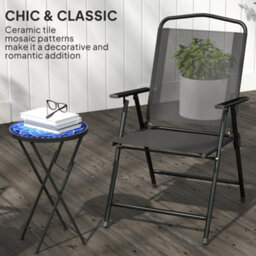 Outsunny Mosaic Garden Table, 35.5Cm Folding Coffee Table, Navy Blue - thumbnail 4
