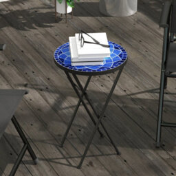 Outsunny Mosaic Garden Table, 35.5Cm Folding Coffee Table, Navy Blue - thumbnail 9