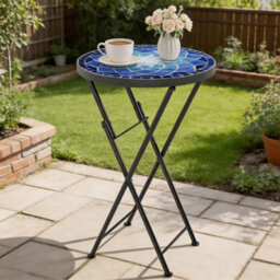 Outsunny Mosaic Garden Table, 35.5Cm Folding Coffee Table, Navy Blue - thumbnail 8