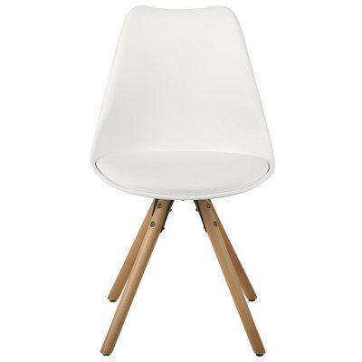 Beliani Set Of 2 Dining Chairs - White Faux Leather Seats With Matte Beechwood Legs - image 1