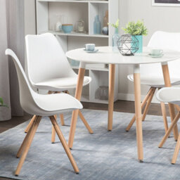Beliani Set Of 2 Dining Chairs - White Faux Leather Seats With Matte Beechwood Legs - thumbnail 2