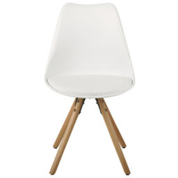 Beliani Set Of 2 Dining Chairs - White Faux Leather Seats With Matte Beechwood Legs - thumbnail 1