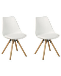 Beliani Set Of 2 Dining Chairs - White Faux Leather Seats With Matte Beechwood Legs - thumbnail 3
