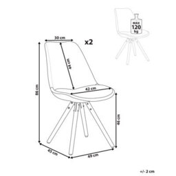 Beliani Set Of 2 Dining Chairs - White Faux Leather Seats With Matte Beechwood Legs - thumbnail 5