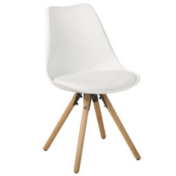 Beliani Set Of 2 Dining Chairs - White Faux Leather Seats With Matte Beechwood Legs - thumbnail 4