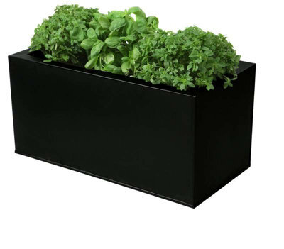 Primrose Zinc Steel Outdoor Black Weather Resistant Patio Planter 50Cm - image 1