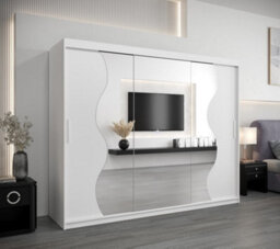 Arte Madrid Contemporary 3 Mirrored Sliding Door Wardrobe 9 Shelves 2 Rails White Matt (H)2000mm (W)2500mm (D)620mm - thumbnail 2