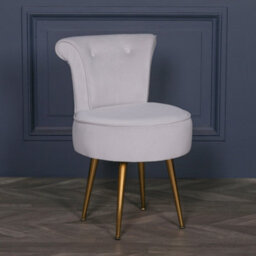 Amour Velvet Light Grey Gold Legs Upholstered Bedroom Chair - thumbnail 1