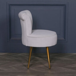 Amour Velvet Light Grey Gold Legs Upholstered Bedroom Chair - thumbnail 2