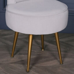Amour Velvet Light Grey Gold Legs Upholstered Bedroom Chair - thumbnail 3
