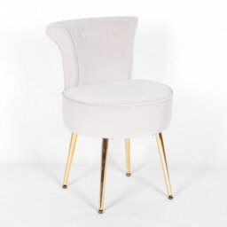 Amour Velvet Light Grey Gold Legs Upholstered Bedroom Chair - thumbnail 4