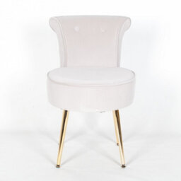 Amour Velvet Light Grey Gold Legs Upholstered Bedroom Chair - thumbnail 5