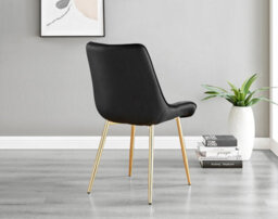 Furniturebox Uk Pivero 4 White Dining Table And 4 Black Pesaro Gold Leg Chairs - thumbnail 9