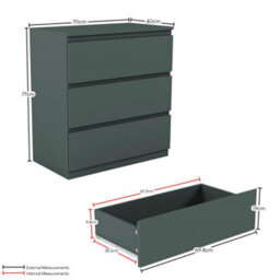 Lassic Vida Designs Denver Green 3 Drawer Chest Of Drawers (H) 770mm (W) 700mm (D) 400mm - thumbnail 3