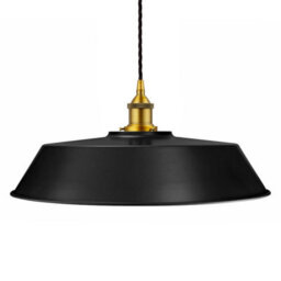 Matt Black Large Chancery Painted Dome Pendant Light With Antique Gold Lamp Holder And Black Twisted Cable - Se Home - thumbnail 1
