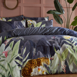 Paoletti Artemis Botanical 100% Cotton Duvet Cover Set, Double, Blue - thumbnail 2