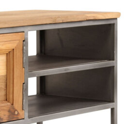 Walplus Tv Cabinet Recycled Teak And Steel 120X30X40 Cm - thumbnail 9