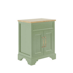 Homestylestore Pastel Green And Oak 645mm Bathroom Vanity Unit And Aged Gold T Bar Handles - thumbnail 1