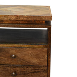 Wyld Haus Giverny Mango Wood Bedside Table 2 Drawers Open Shelf Nordic Legs - thumbnail 5
