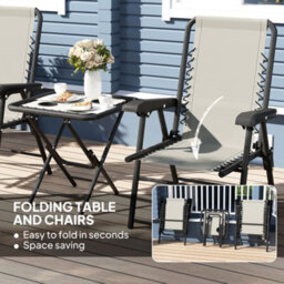 Outsunny 3 Pieces Folding Garden Bistro Set With Cup Holders, Dark Grey - thumbnail 5