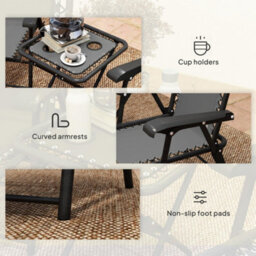 Outsunny 3 Pieces Folding Garden Bistro Set With Cup Holders, Dark Grey - thumbnail 7