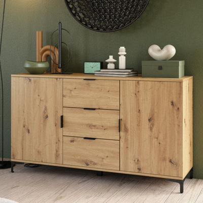 Heze Furniture Lana Modern Storage Sideboard With Cabinets And Drawers In Oak Artisan - image 1