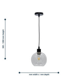 First Choice Lighting Set Of 2 Barnum - Clear Glass Globe With Black Pendant Fittings - thumbnail 6