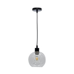 First Choice Lighting Set Of 2 Barnum - Clear Glass Globe With Black Pendant Fittings - thumbnail 2