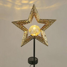 Taylor & Brown Solar Star Lanterncrackle Glass Globe Stake, Waterproof Warm White Led Garden Light For Patio, Lawn, Pathway