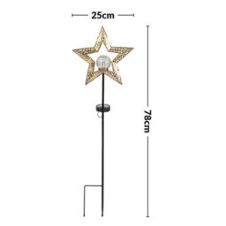 Taylor & Brown Solar Star Lanterncrackle Glass Globe Stake, Waterproof Warm White Led Garden Light For Patio, Lawn, Pathway - thumbnail 6